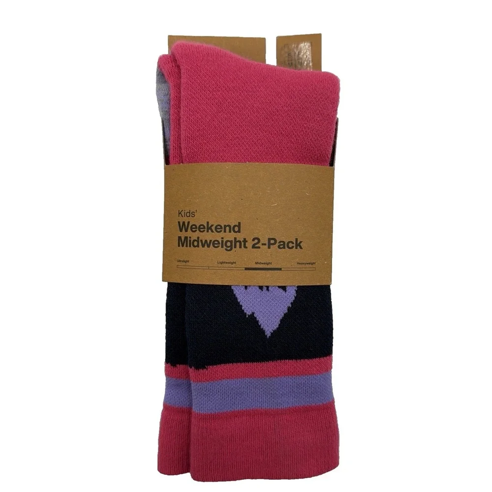 2‎ Pair Burton Weekend Midweight Kids Small/Medium 12.5-1.5 Fuchsia Fusion Socks